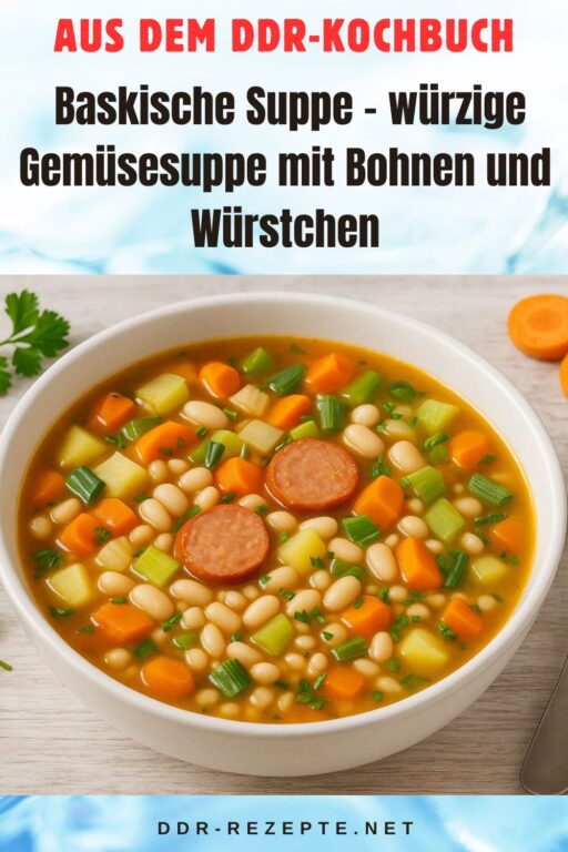 Baskische Suppe – würzige Gemüsesuppe mit Bohnen und Würstchen