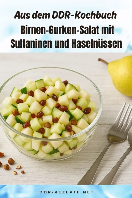 Birnen-Gurken-Salat mit Sultaninen und Haselnüssen