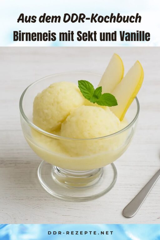 Birneneis mit Sekt und Vanille