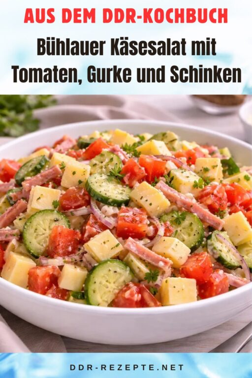 Bühlauer Käsesalat mit Tomaten, Gurke und Schinken