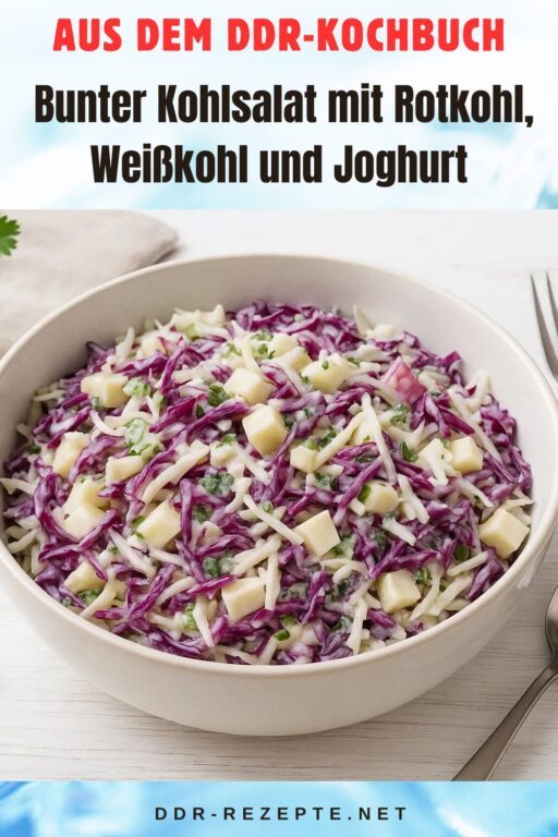 Bunter Kohlsalat mit Rotkohl, Weißkohl und Joghurt