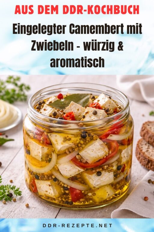 Eingelegter Camembert mit Zwiebeln – würzig & aromatisch