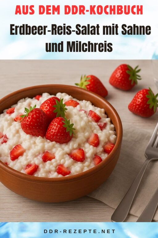 Erdbeer-Reis-Salat mit Sahne und Milchreis