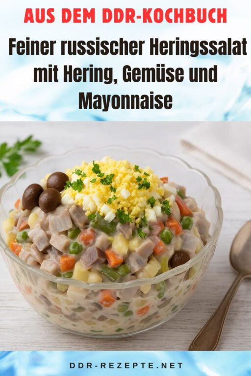 Feiner russischer Heringssalat mit Hering, Gemüse und Mayonnaise