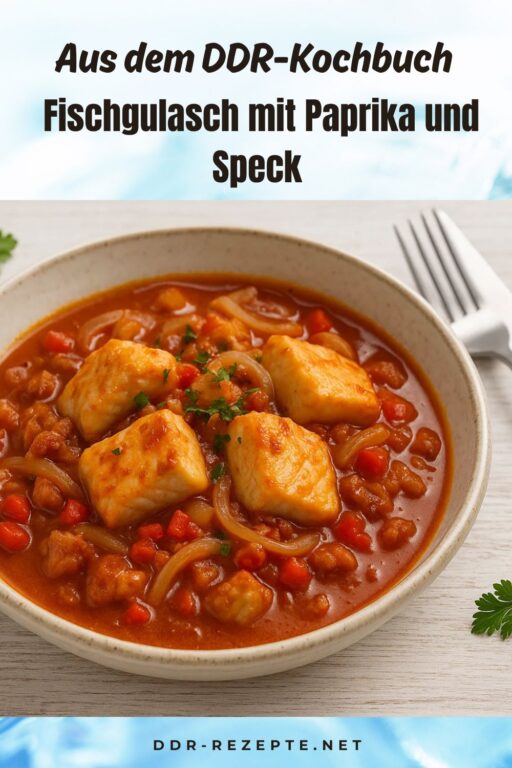 Fischgulasch mit Paprika und Speck