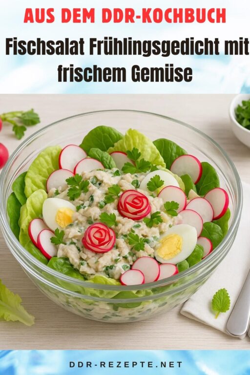 Fischsalat Frühlingsgedicht mit frischem Gemüse