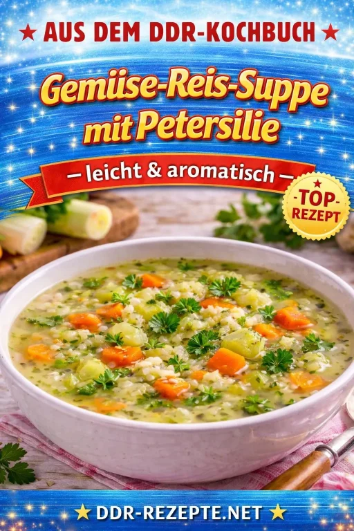 Gemüse-Reis-Suppe mit Petersilie – leicht und aromatisch
