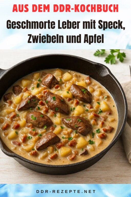 Geschmorte Leber mit Speck, Zwiebeln und Apfel