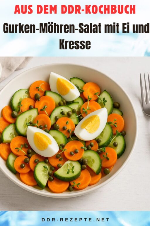 Gurken-Möhren-Salat mit Ei und Kresse