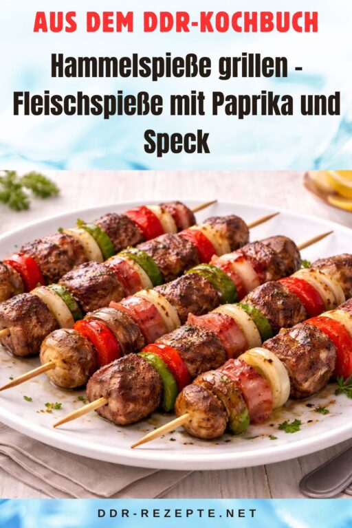 Hammelspieße grillen – Fleischspieße mit Paprika und Speck