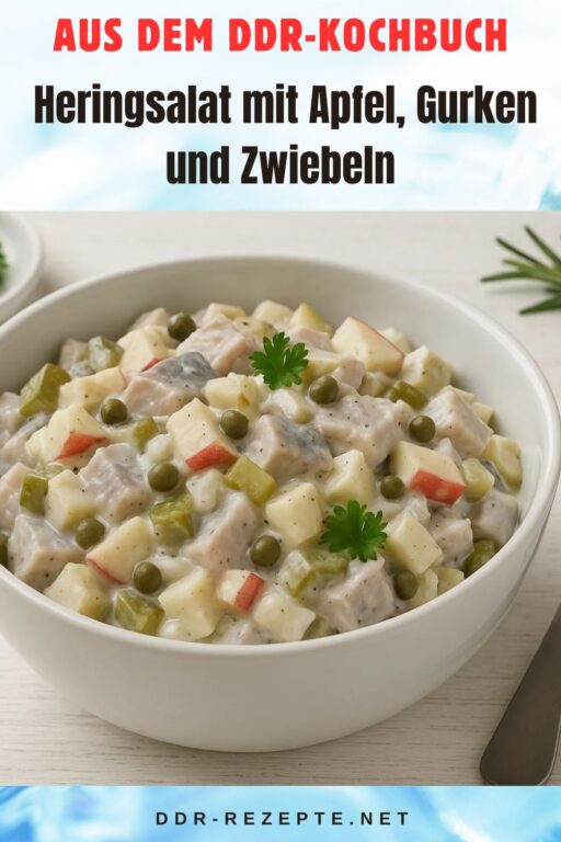 Heringsalat mit Apfel, Gurken und Zwiebeln