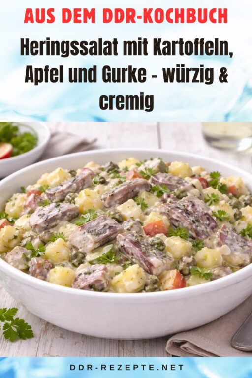 Heringssalat mit Kartoffeln, Apfel und Gurke – würzig & cremig