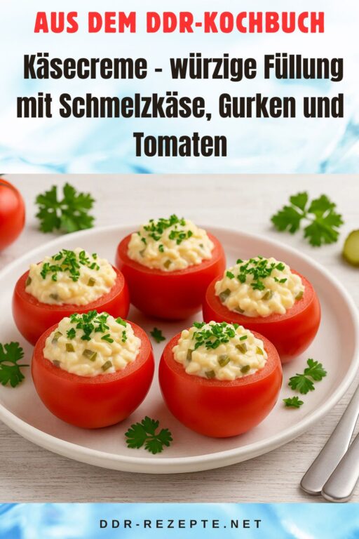 Käsecreme – würzige Füllung mit Schmelzkäse, Gurken und Tomaten
