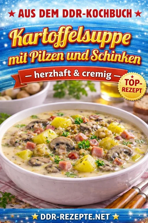Kartoffelsuppe mit Pilzen und Schinken – herzhaft & cremig