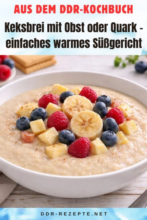 Keksbrei mit Obst oder Quark – einfaches warmes Süßgericht