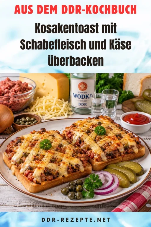 Kosakentoast mit Schabefleisch und Käse überbacken