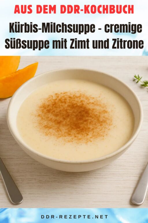 Kürbis-Milchsuppe – cremige Süßsuppe mit Zimt und Zitrone