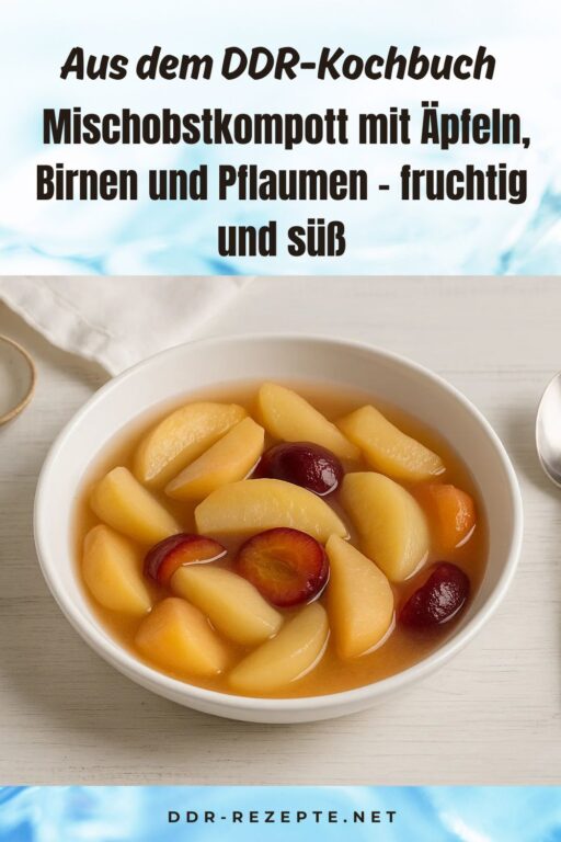 Mischobstkompott mit Äpfeln, Birnen und Pflaumen – fruchtig und süß