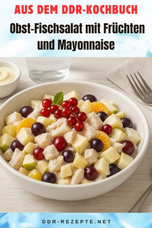 Obst-Fischsalat mit Früchten und Mayonnaise
