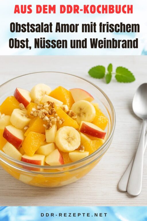 Obstsalat Amor mit frischem Obst, Nüssen und Weinbrand