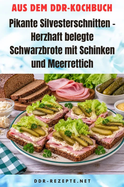 Pikante Silvesterschnitten – Herzhaft belegte Schwarzbrote mit Schinken und Meerrettich