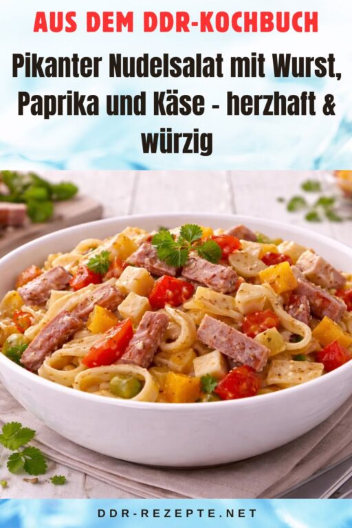 Pikanter Nudelsalat mit Wurst, Paprika und Käse – herzhaft & würzig