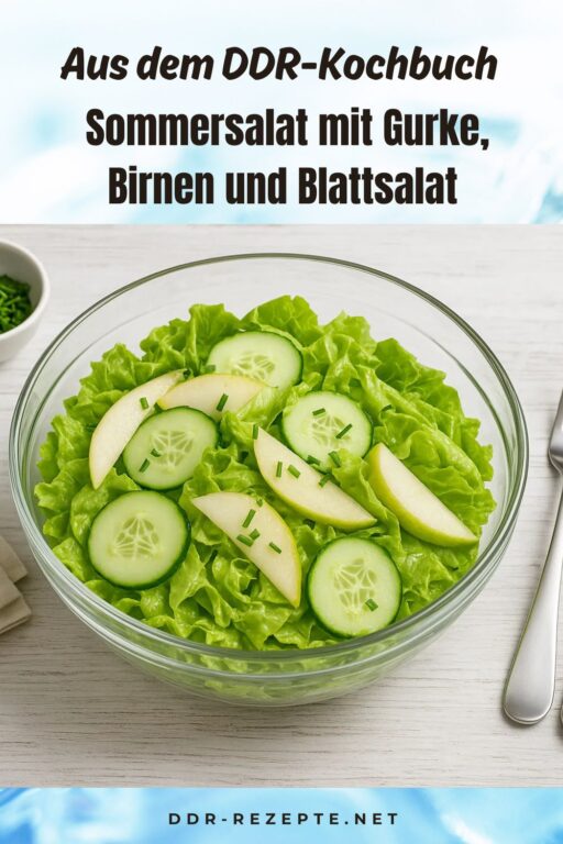 Sommersalat mit Gurke, Birnen und Blattsalat