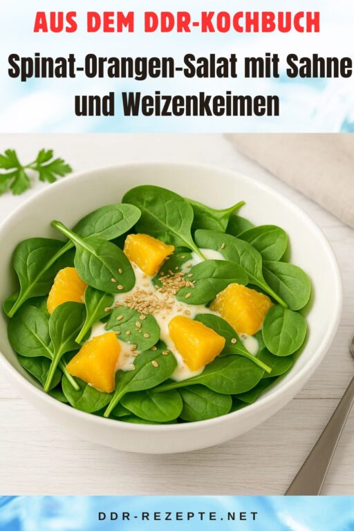 Spinat-Orangen-Salat mit Sahne und Weizenkeimen