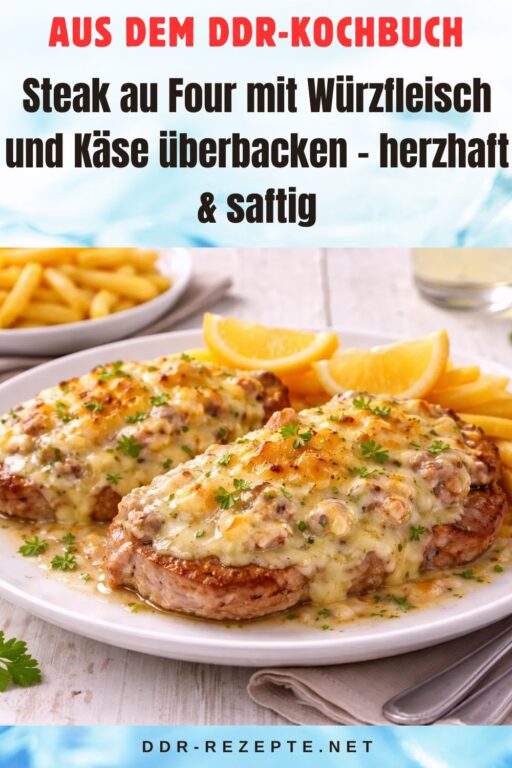 Steak au Four mit Würzfleisch und Käse überbacken – herzhaft & saftig