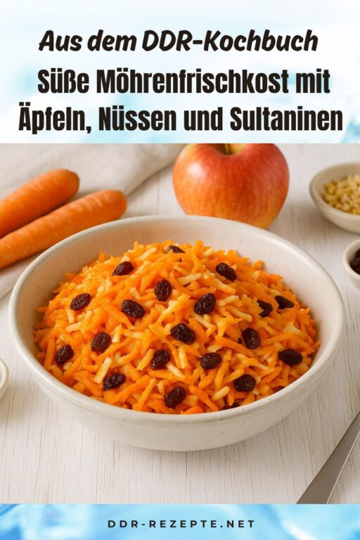 Süße Möhrenfrischkost mit Äpfeln, Nüssen und Sultaninen