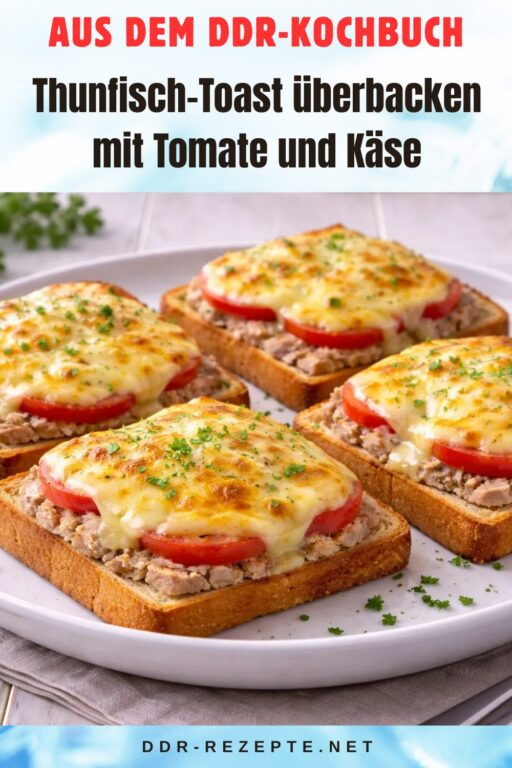 Thunfisch-Toast überbacken mit Tomate und Käse