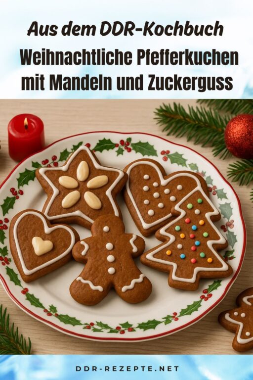 Weihnachtliche Pfefferkuchen mit Mandeln und Zuckerguss