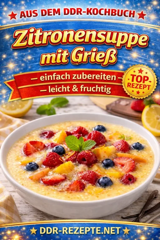 Zitronensuppe mit Grieß – leicht & fruchtig