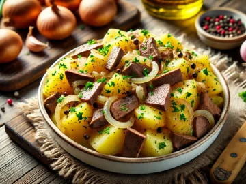 Kartoffelsalat mit Geflügelleber