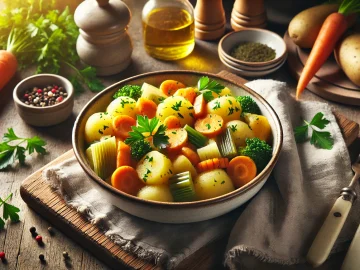 Kartoffelstückchen mit Gemüse