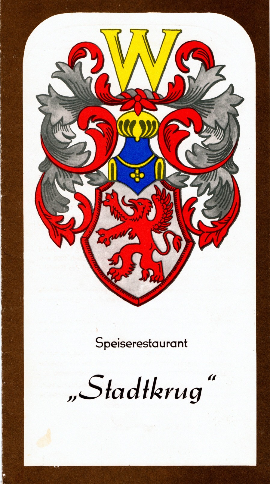 Speisekarte Stadtkrug Ückermünde (1990)