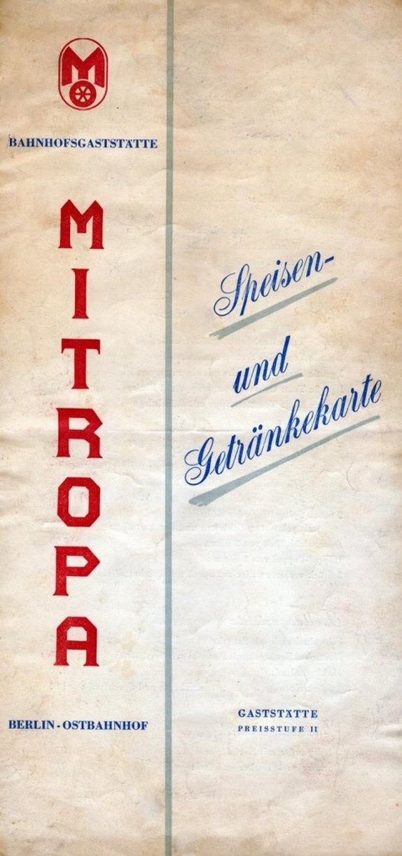 Speisekarte MITROPA Berlin-Ostbahnhof (1959)