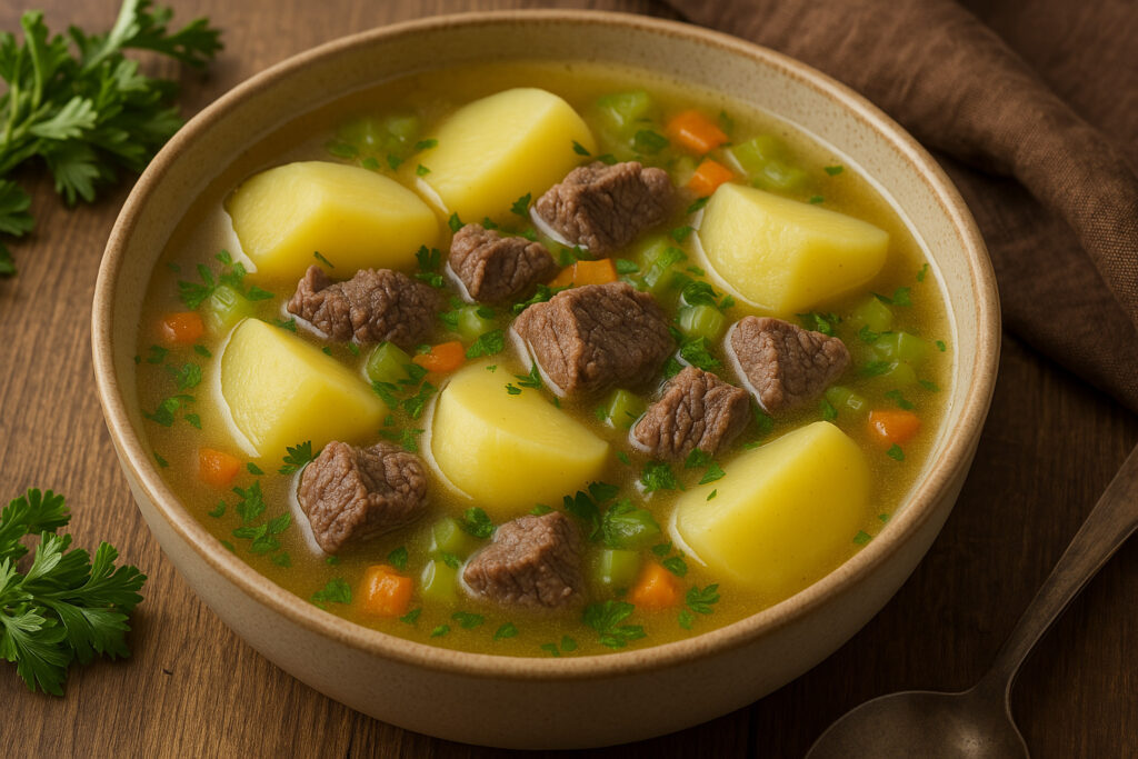 Brühkartoffeln mit Rindfleisch