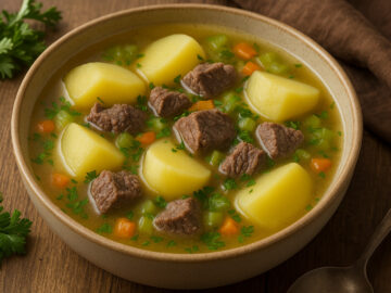 Brühkartoffeln mit Rindfleisch