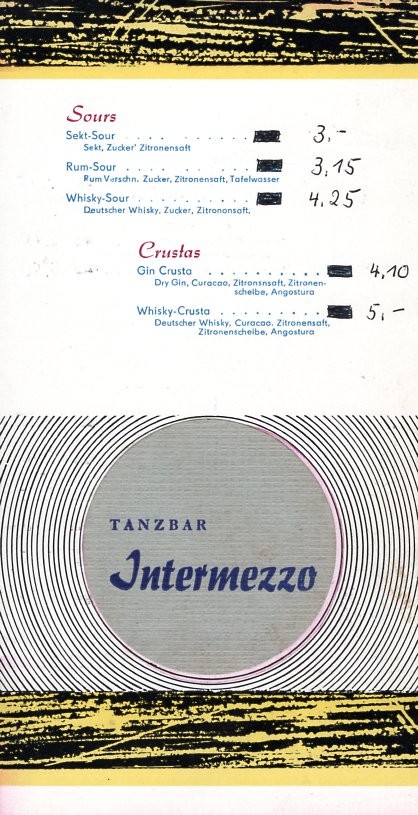 Speisekarte Tanzbar Intermezzo Leipzig (1973)