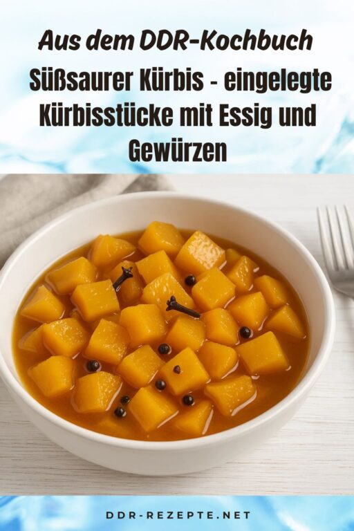 Süßsaurer Kürbis – eingelegte Kürbisstücke mit Essig und Gewürzen