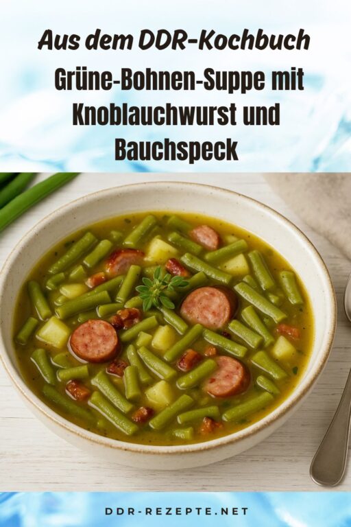 Grüne-Bohnen-Suppe mit Knoblauchwurst und Bauchspeck