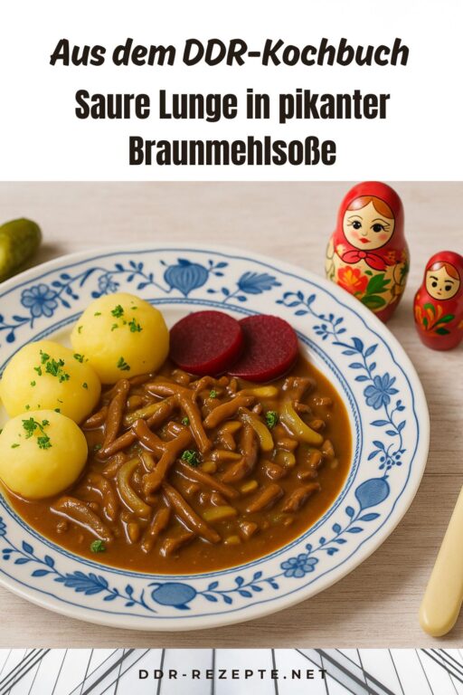 Saure Lunge in pikanter Braunmehlsoße