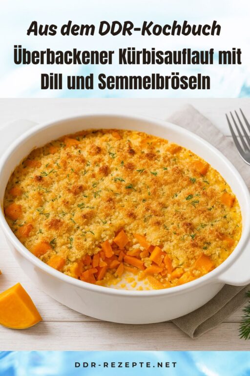 Überbackener Kürbisauflauf mit Dill und Semmelbröseln