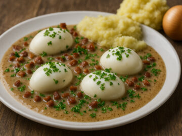Saure Eier mit Specksoße