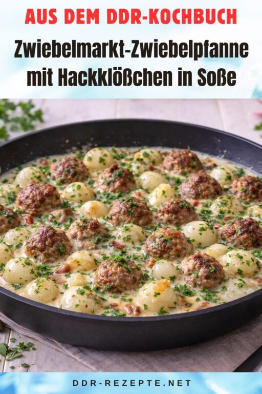 Zwiebelmarkt-Zwiebelpfanne mit Hackklößchen in Soße