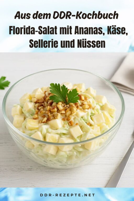 Florida-Salat mit Ananas, Käse, Sellerie und Nüssen