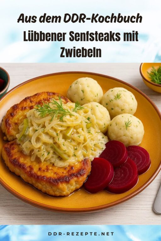 Lübbener Senfsteaks mit Zwiebeln