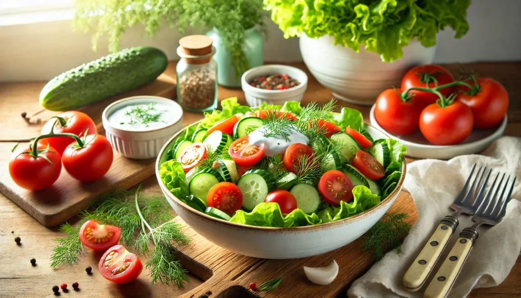 Frischer Grüner Salat mit Tomaten und Gurken – Einfach und Lecker