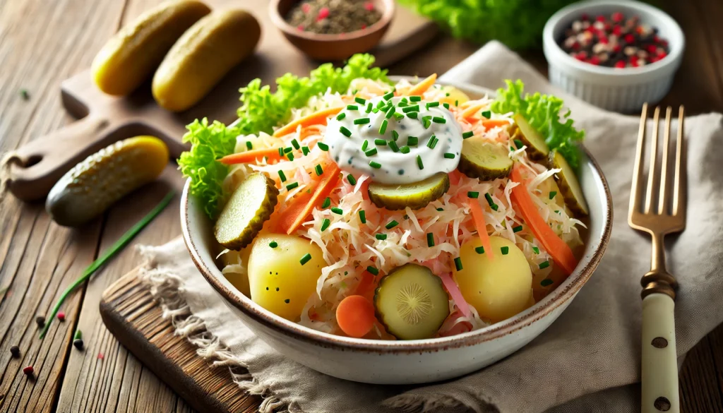 Rustikaler Kartoffelsalat mit Sauerkraut – Herzhaft und gesund